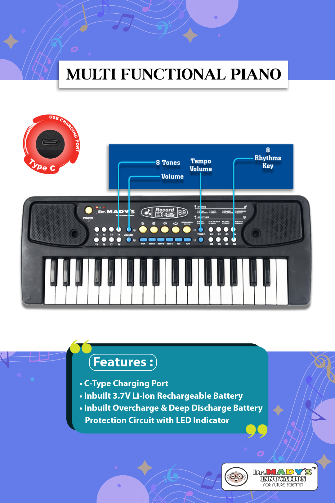 Rechargeable Piano Keyboard